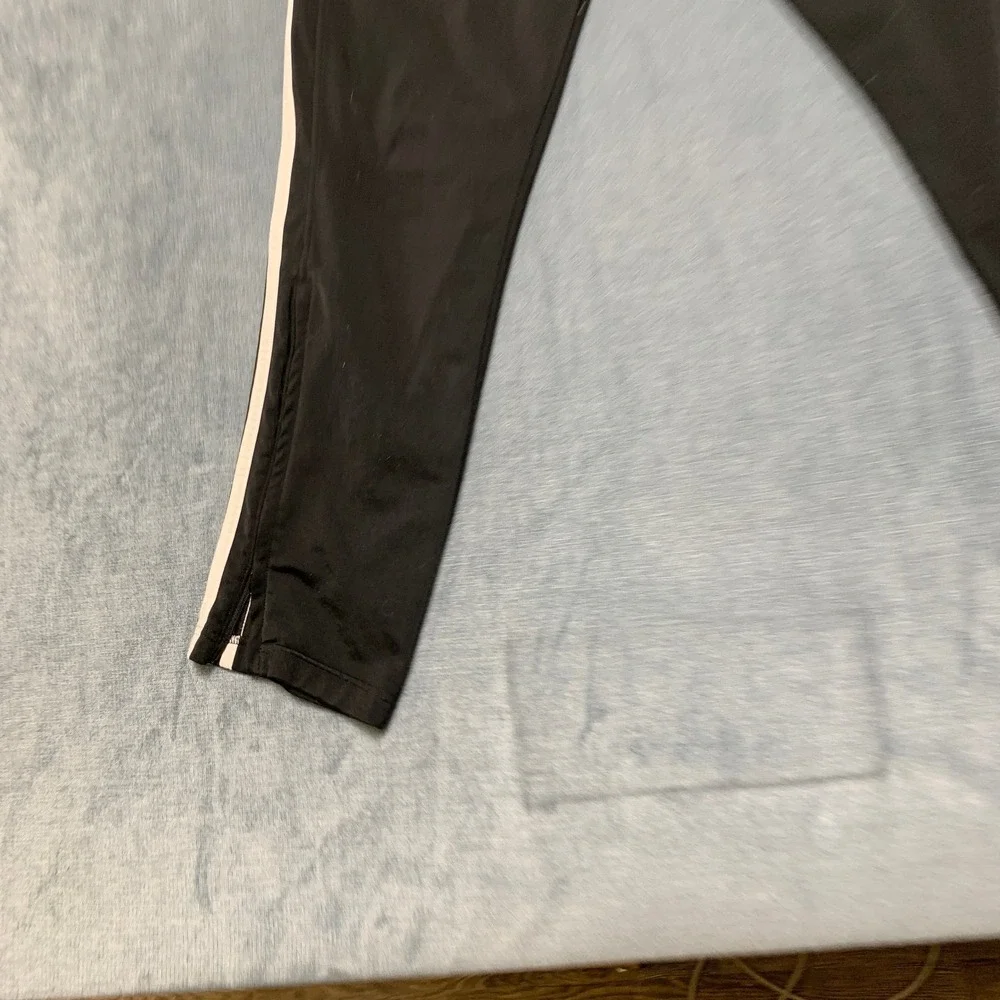 Adidas Primegreen Track Pants Mens Medium Black 3 Stripes Ankle Zip Drawstring